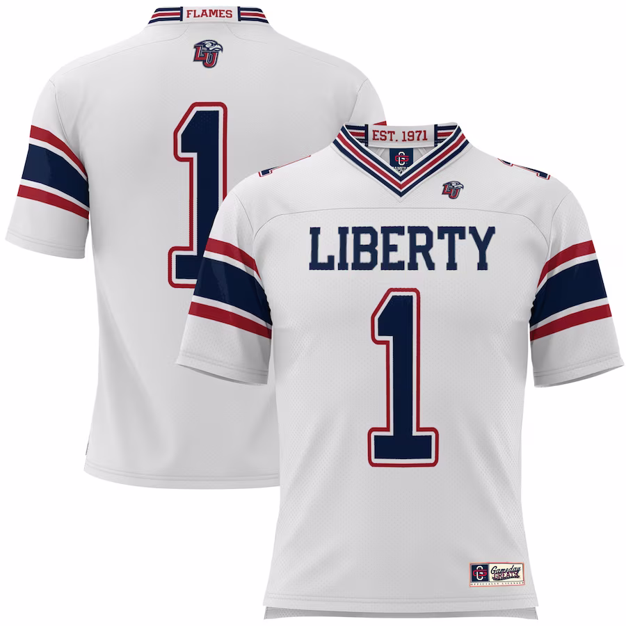 #1 Liberty Flames GameDay Greats Football Jersey - White - Puhuasuan