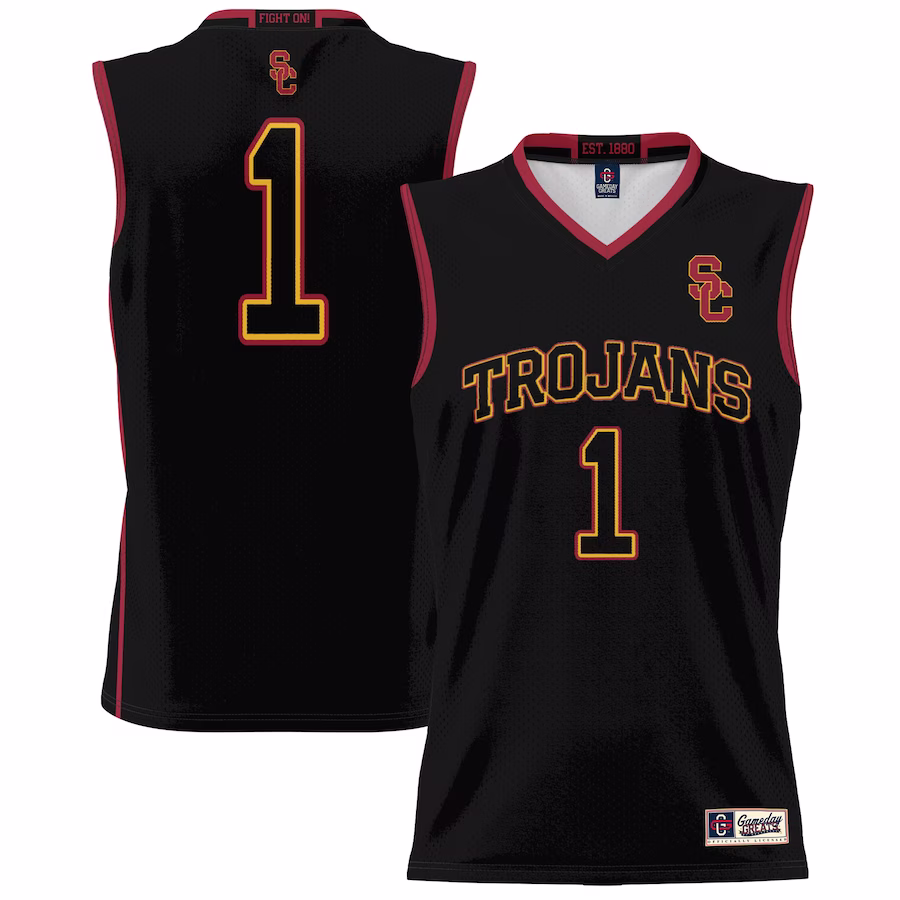#1 USC Trojans GameDay Greats Youth Lightweight Basketball Jersey - Black - Puhuasuan