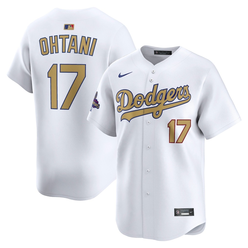Men's Los Angeles Dodgers Shohei Ohtani Nike White 2025 Gold Collection Limited Jersey - Puhuasuan