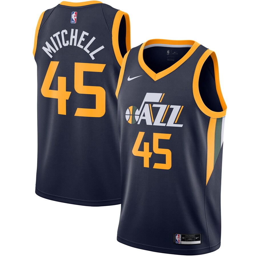 Men's Utah Jazz Donovan Mitchell Nike Navy 2020/21 Swingman Jersey - Icon Edition - Puhuasuan