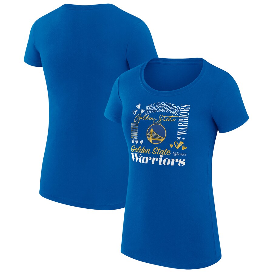 Women's Golden State Warriors G-III 4Her by Carl Banks Royal Team Name Collage Fitted Graphic T-Shirt - Puhuasuan