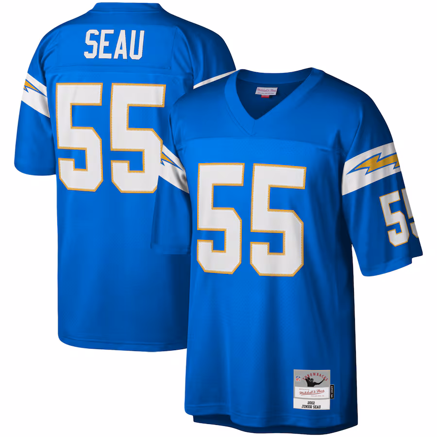 Men's Los Angeles Chargers Junior Seau Mitchell & Ness Powder Blue Legacy Replica Jersey - Puhuasuan