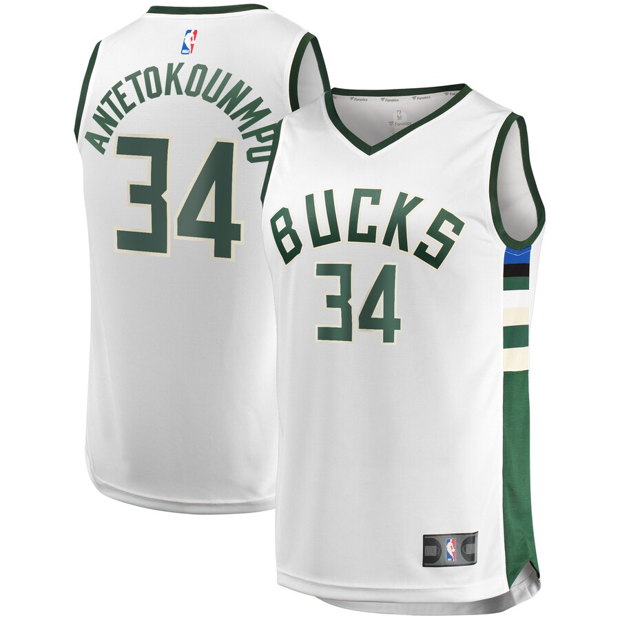 Men's Milwaukee Bucks Giannis Antetokounmpo Fanatics White Fast Break Replica Player Jersey - Association Edition - Puhuasuan