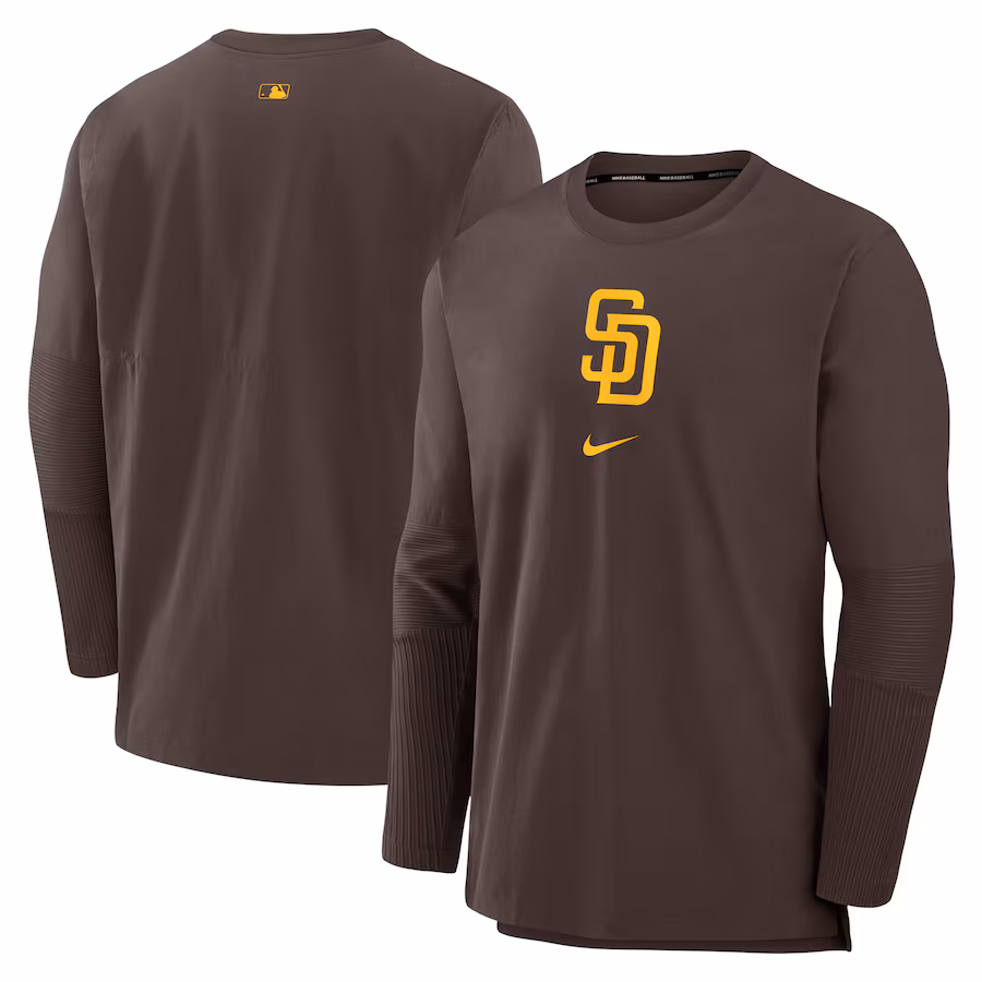 Men's San Diego Padres Nike Brown Authentic Collection Player Performance Pullover Sweatshirt - Puhuasuan