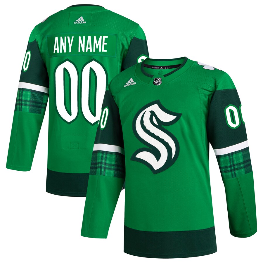 Men's Seattle Kraken  adidas Kelly Green St. Patrick's Day Authentic Custom Jersey - Puhuasuan