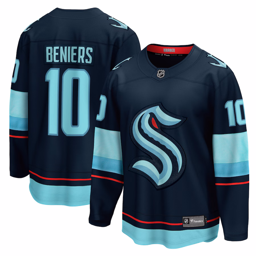 Men's Seattle Kraken Matty Beniers Fanatics Deep Sea Blue Premier Breakaway Player Jersey - Puhuasuan