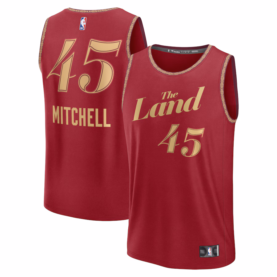 Men's Cleveland Cavaliers Donovan Mitchell Fanatics Wine Fast Break Jersey - City Edition - Puhuasuan