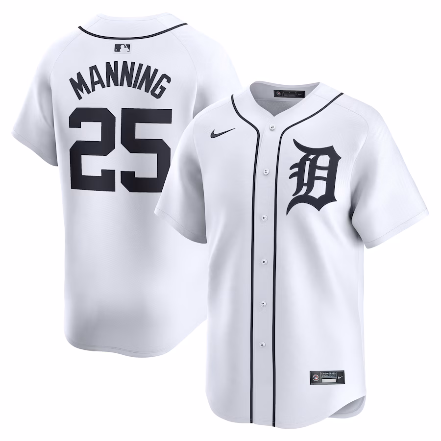 Men's Detroit Tigers Matt Manning Nike White Home Limited Player Jersey - Puhuasuan