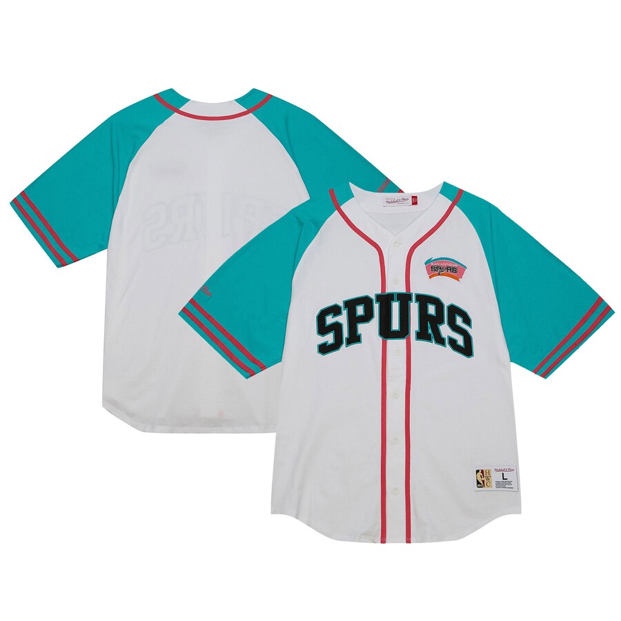 Men's San Antonio Spurs  Mitchell & Ness White Practice Day Baseball Jersey - Puhuasuan