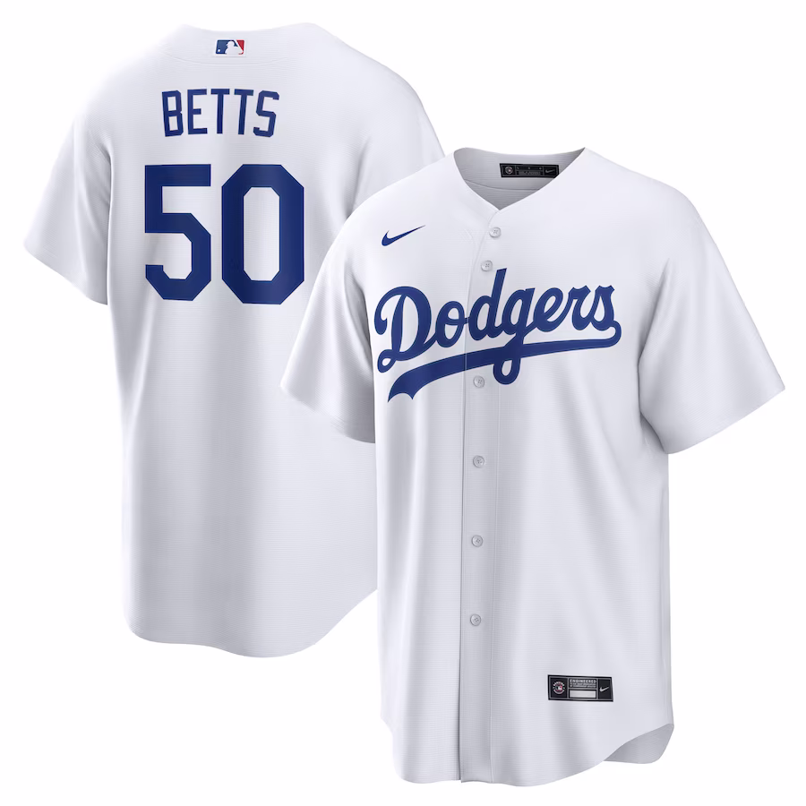 Men's Los Angeles Dodgers Mookie Betts Nike White Home Replica Player Name Jersey - Puhuasuan