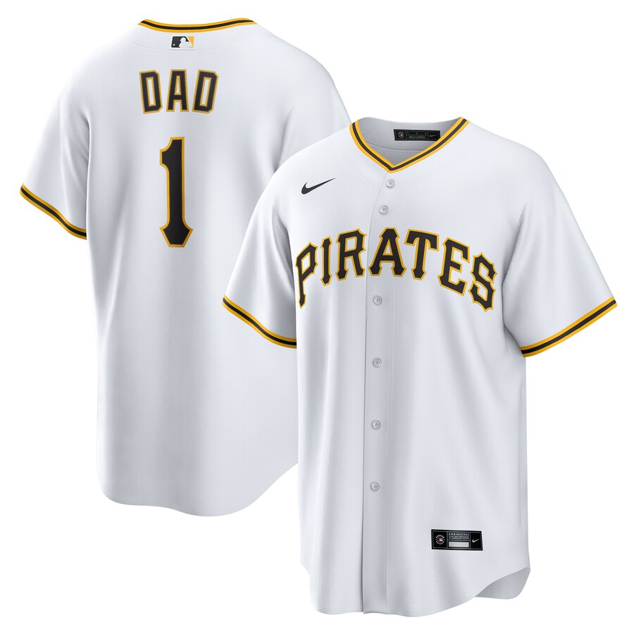 Men's Pittsburgh Pirates Nike White #1 Dad Home Replica Jersey - Puhuasuan