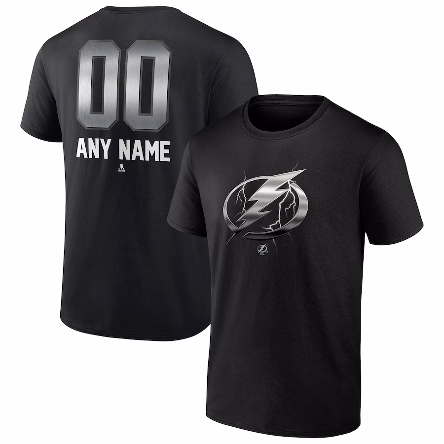 Men's Tampa Bay Lightning Black Personalized Midnight Mascot Logo T-Shirt - Puhuasuan