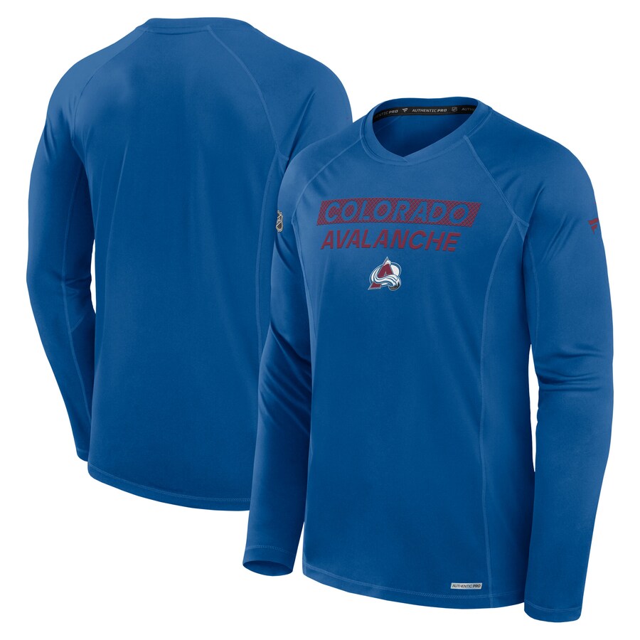 Men's Colorado Avalanche Fanatics Blue Authentic Pro Rink Tech Long Sleeve T-Shirt - Puhuasuan