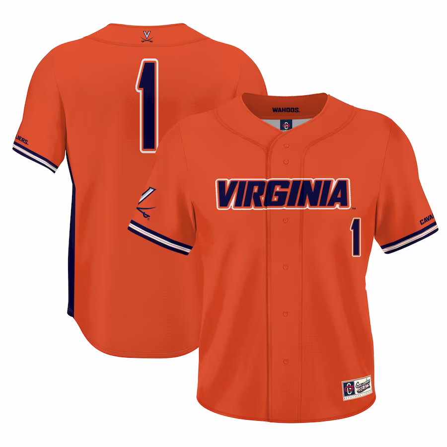 #1 Virginia Cavaliers GameDay Greats Youth Lightweight Baseball Jersey - Orange - Puhuasuan
