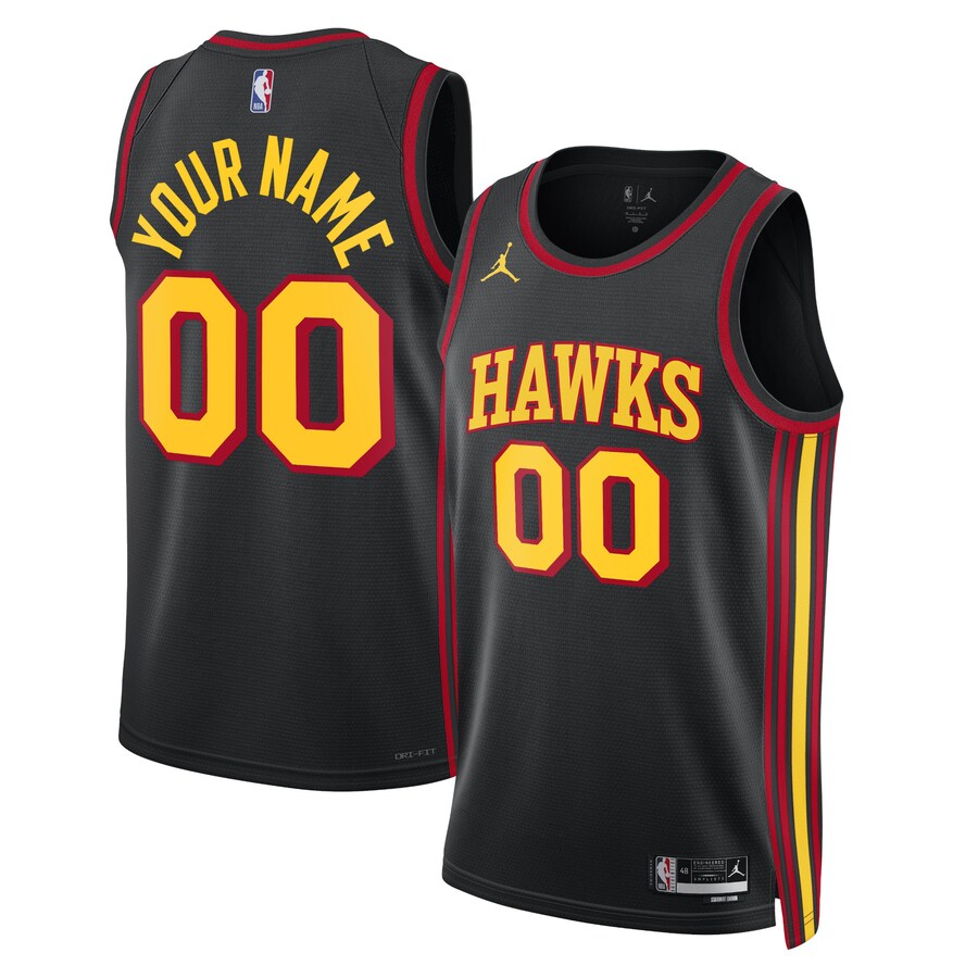 Unisex Atlanta Hawks Jordan Brand Black 2022/23 Swingman Custom Jersey - Statement Edition - Puhuasuan