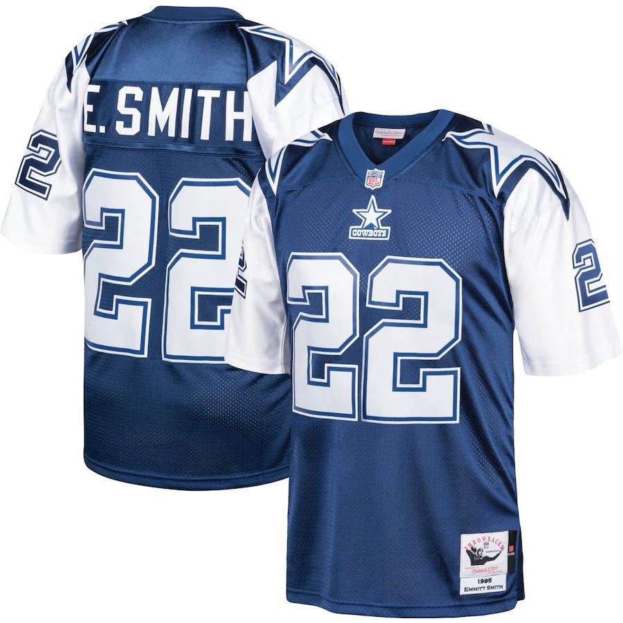 Men's Dallas Cowboys 1995 Emmitt Smith Mitchell & Ness Navy Authentic Throwback Retired Player Jersey - Puhuasuan