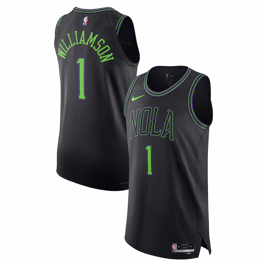 Men's New Orleans Pelicans Zion Williamson Nike Black  Authentic Jersey - City Edition - Puhuasuan
