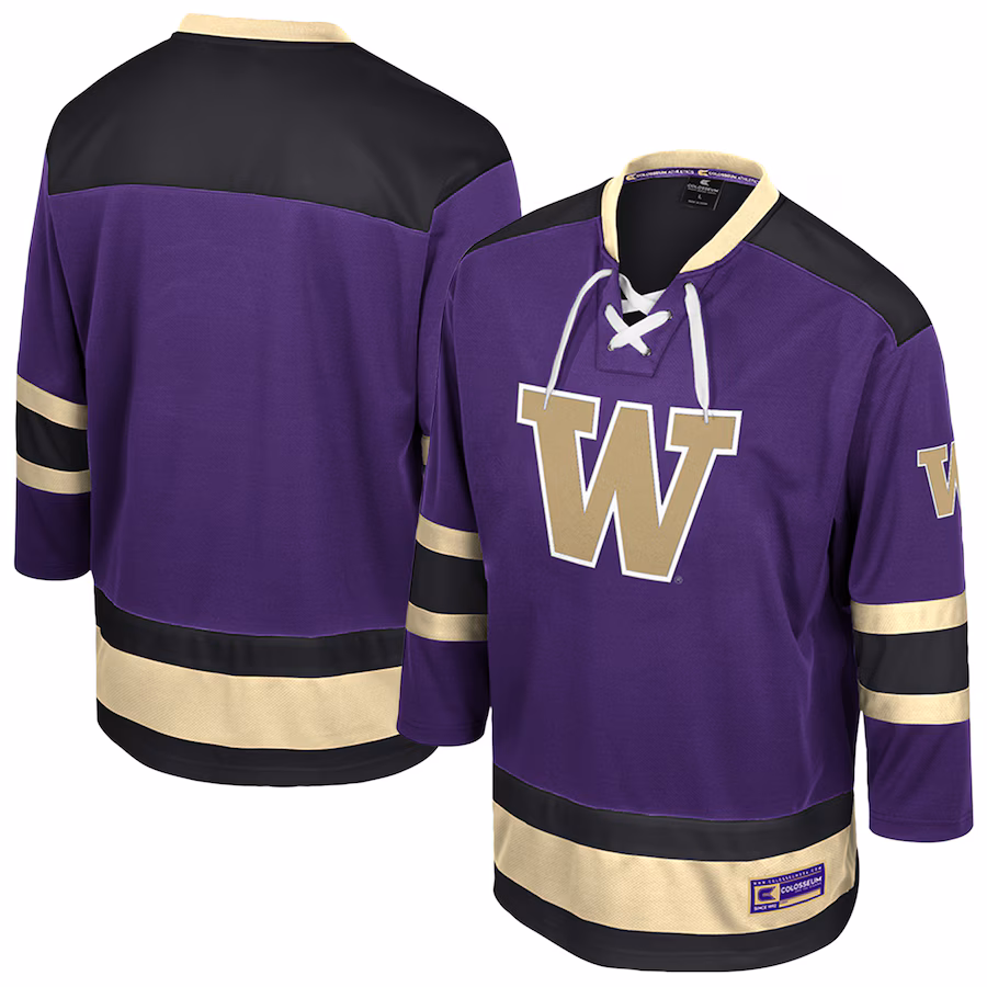 Men's Colosseum  Purple Washington Huskies Athletic Machine Fashion Hockey Jersey - Puhuasuan