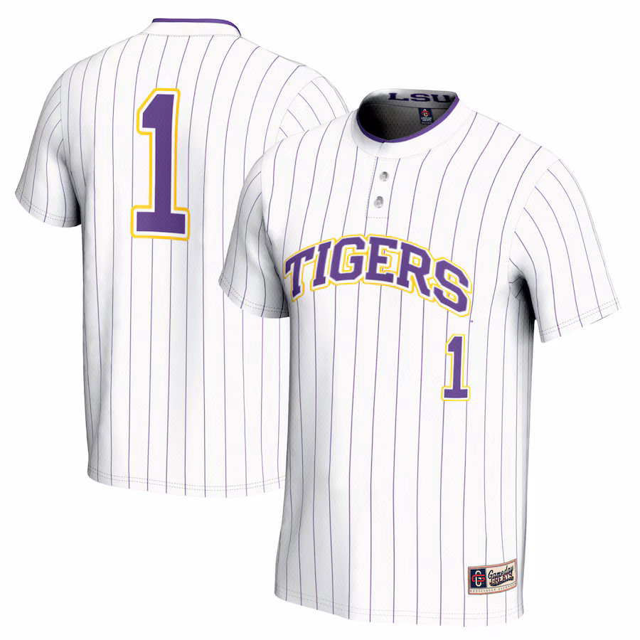 #1 LSU Tigers GameDay Greats Unisex Lightweight Softball Jersey - White - Puhuasuan