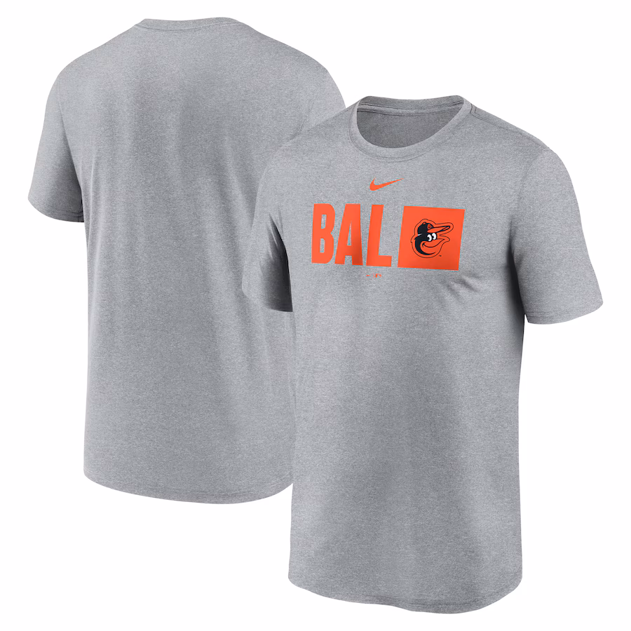Men's Baltimore Orioles Nike Heather Gray Tricode Legend T-Shirt - Puhuasuan