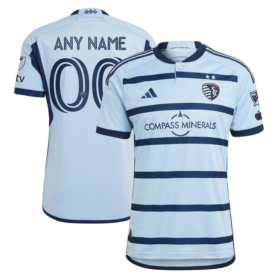 Men's Sporting Kansas City adidas Light Blue 2023 Hoops 4.0 Authentic Custom Jersey - Puhuasuan