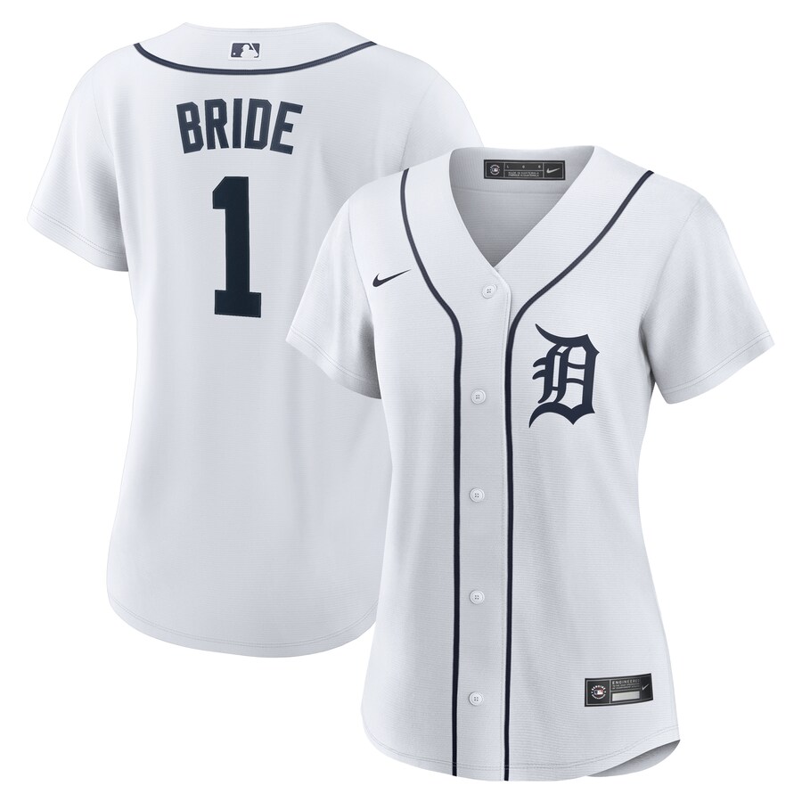 Women's Detroit Tigers Nike White #1 Bride Home Replica Jersey - Puhuasuan