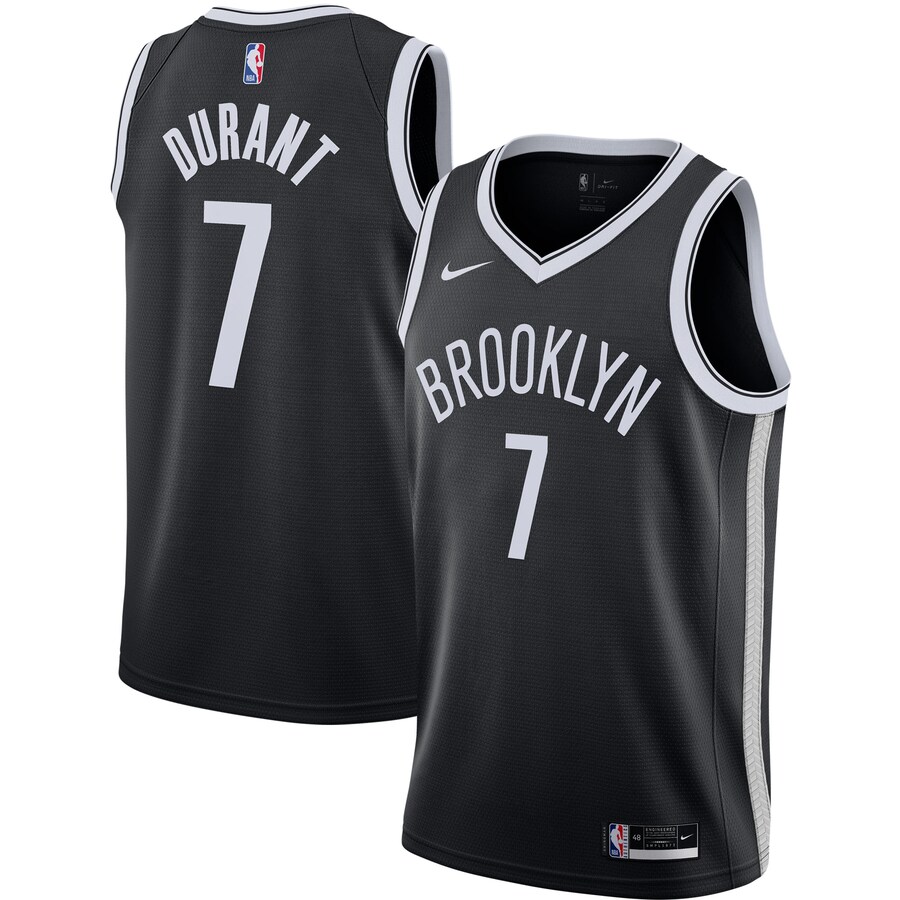 Men's Brooklyn Nets Kevin Durant Nike Black 2020/21 Swingman Jersey - Icon Edition - Puhuasuan