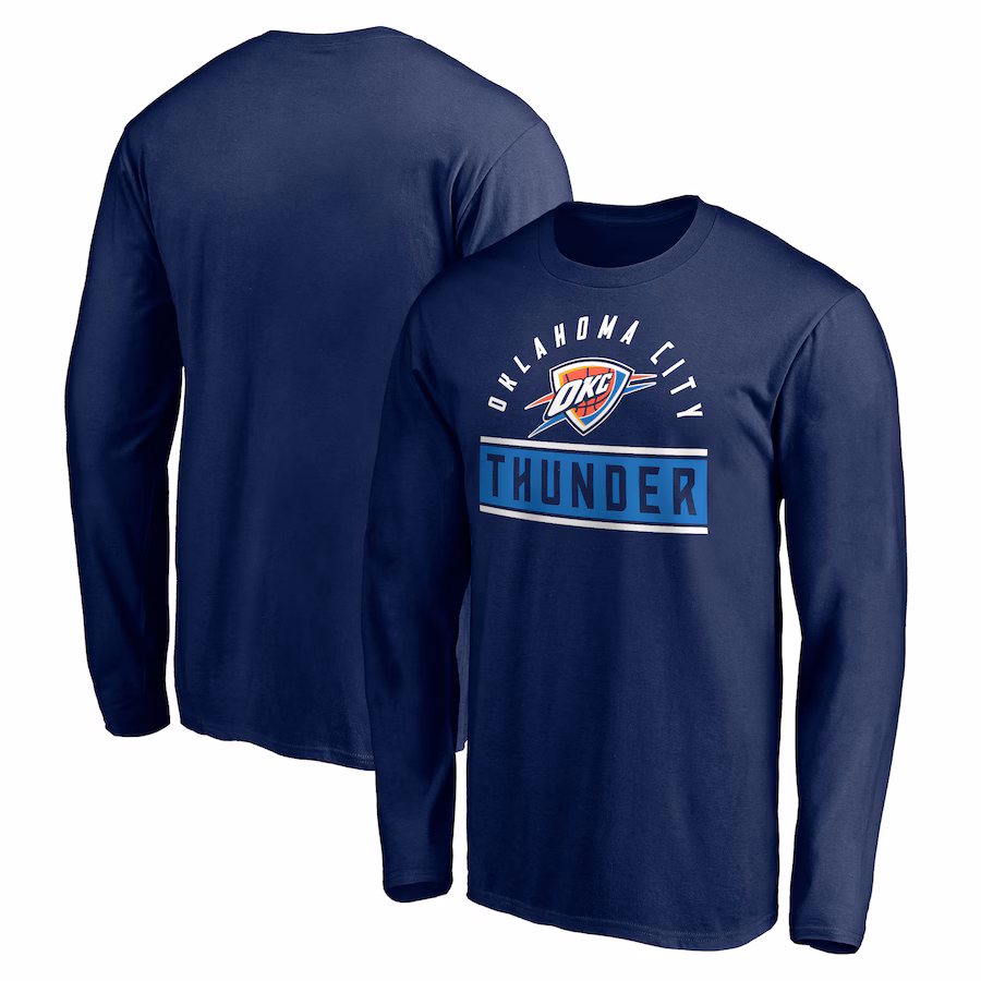 Men's Oklahoma City Thunder Navy Team Arch Knockout Long Sleeve T-Shirt - Puhuasuan