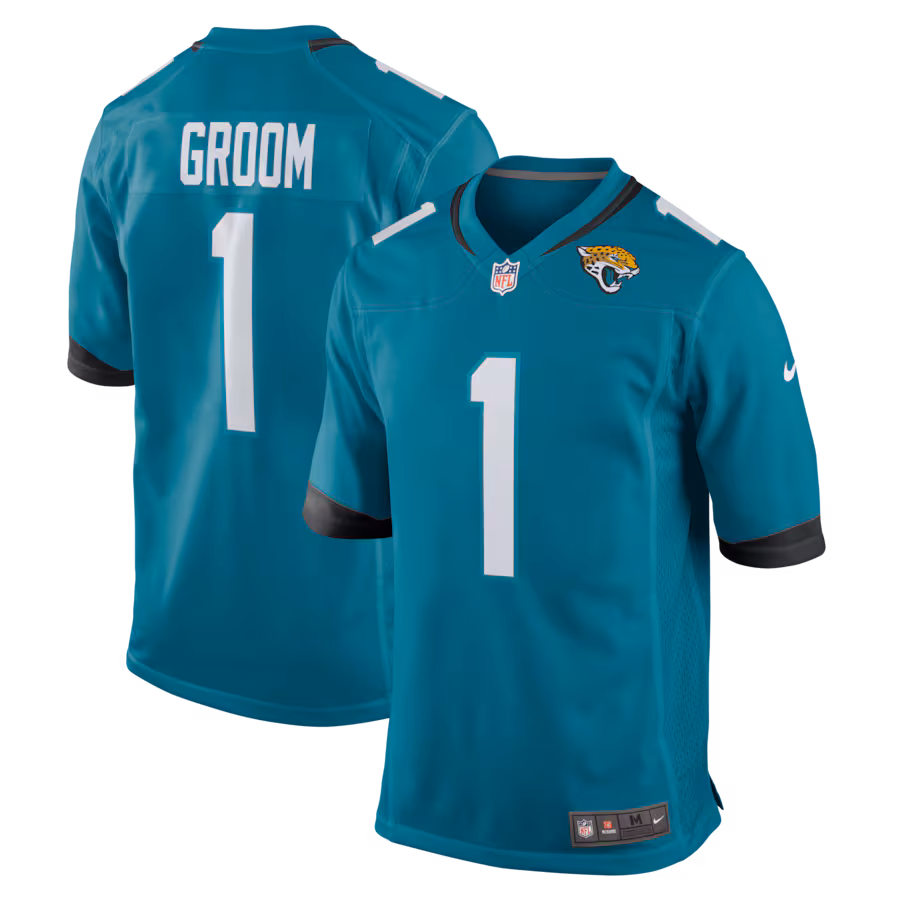 Men's Jacksonville Jaguars Number 1 Groom Nike Teal Game Jersey - Puhuasuan