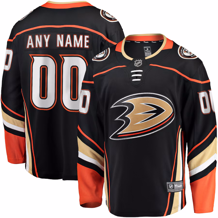 Men's Anaheim Ducks Fanatics Black Home Breakaway Custom Jersey - Puhuasuan