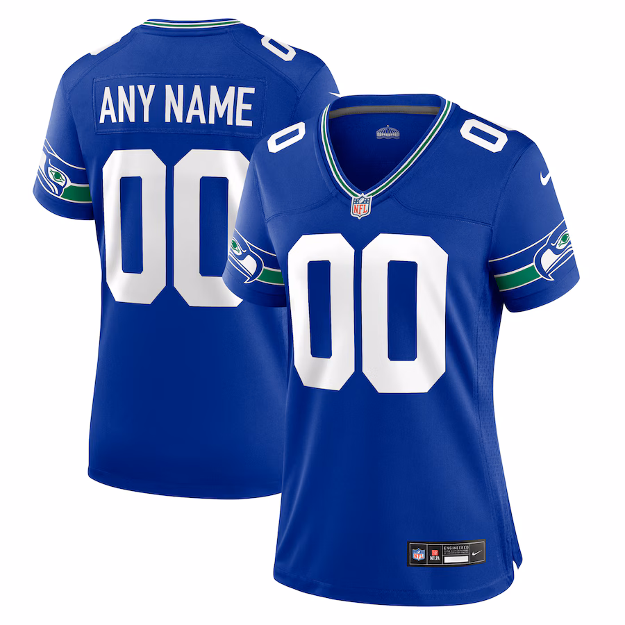 Women's Seattle Seahawks Nike Royal Throwback Custom Jersey - Puhuasuan