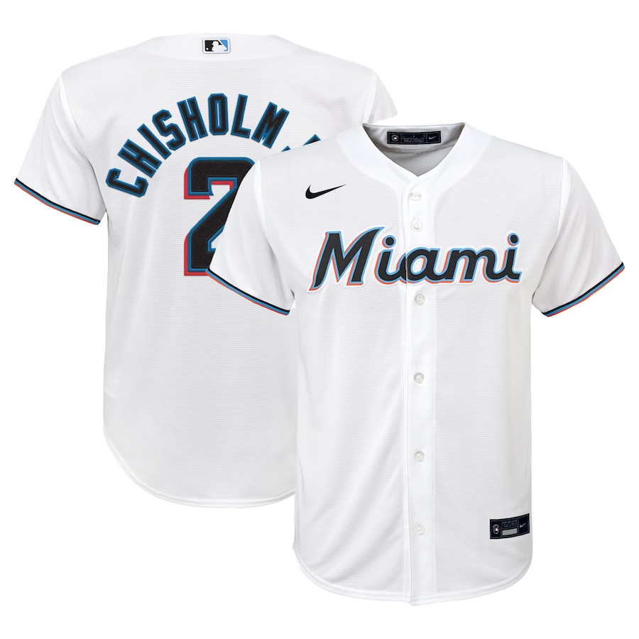 Youth Miami Marlins Jazz Chisholm Jr. Nike White Home Replica Player Jersey - Puhuasuan