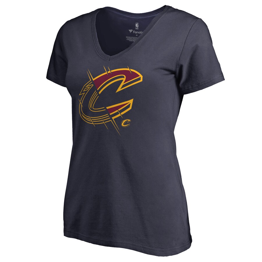 Women's Cleveland Cavaliers Navy X-Ray Slim Fit V-Neck T-Shirt - Puhuasuan