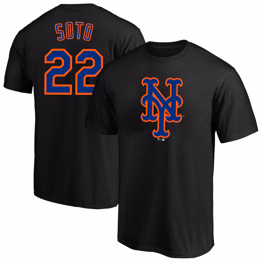 Men's New York Mets Juan Soto Profile Black Big & Tall Name & Number T-Shirt - Puhuasuan