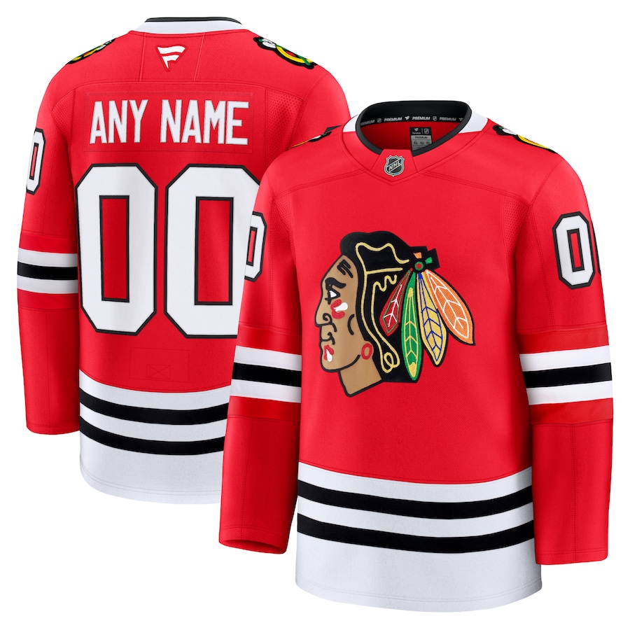 Men's Chicago Blackhawks Fanatics Red Home Premium Custom Jersey - Puhuasuan