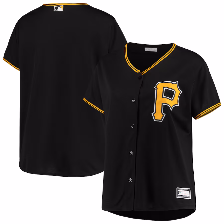 Women's Pittsburgh Pirates Black Plus Size Alternate Replica Team Jersey - Puhuasuan