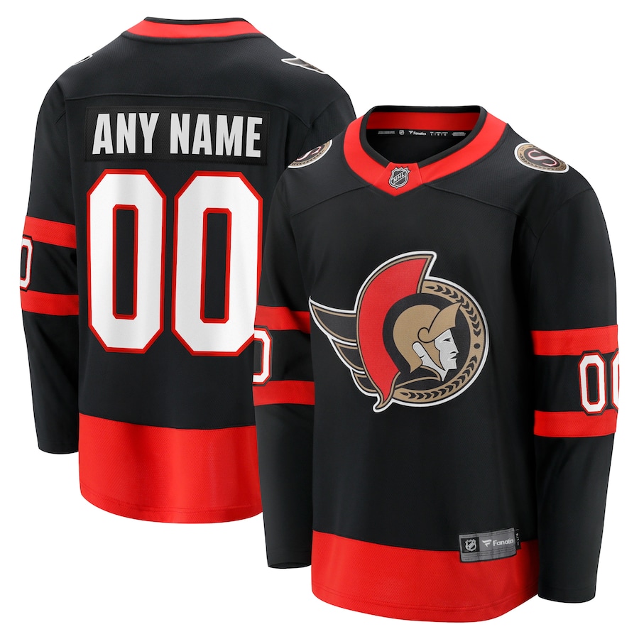 Men's Ottawa Senators Fanatics Black Home Custom Breakaway Jersey - Puhuasuan