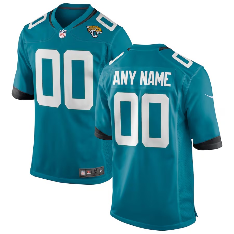 Men's Jacksonville Jaguars Nike Teal Custom Team Game Jersey - Puhuasuan