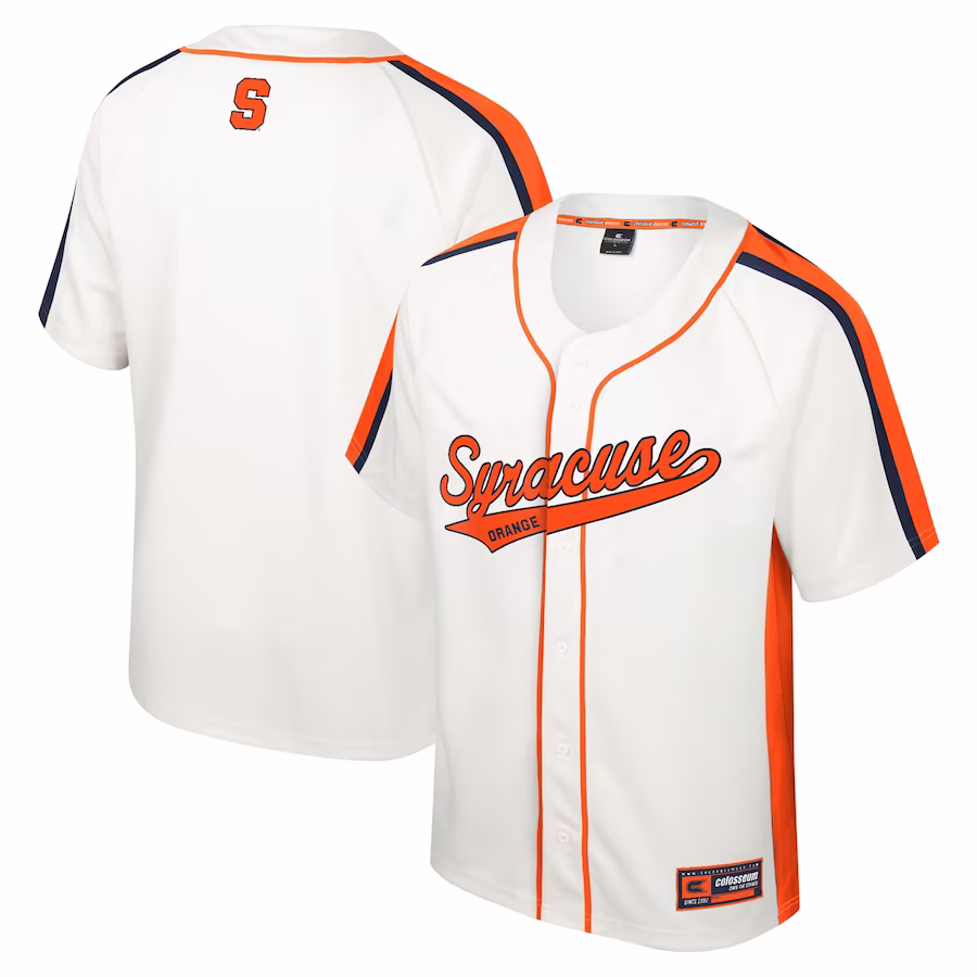 Syracuse Orange Colosseum Ruth Button-Up Baseball Jersey - Cream - Puhuasuan