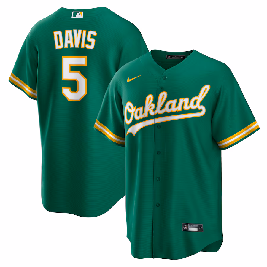 Men's Oakland Athletics JD Davis Nike Kelly Green Alternate Replica Jersey - Puhuasuan
