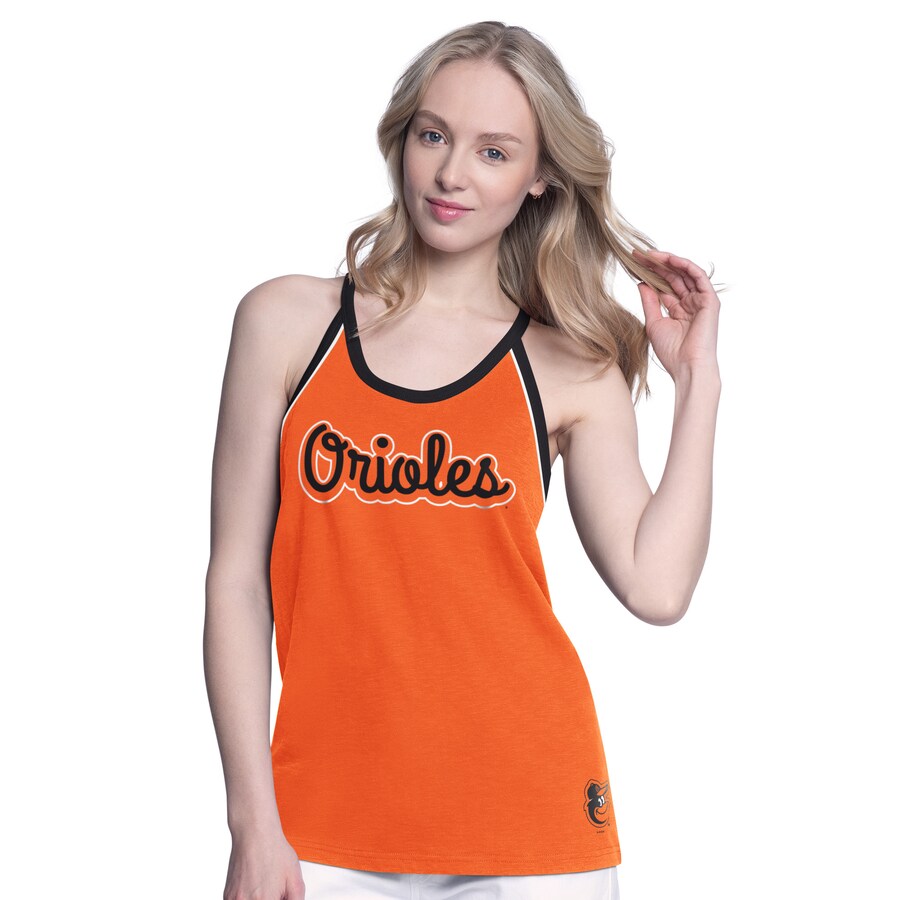 Women's Baltimore Orioles G-III 4Her by Carl Banks Orange Curveball Racerback Tank Top - Puhuasuan