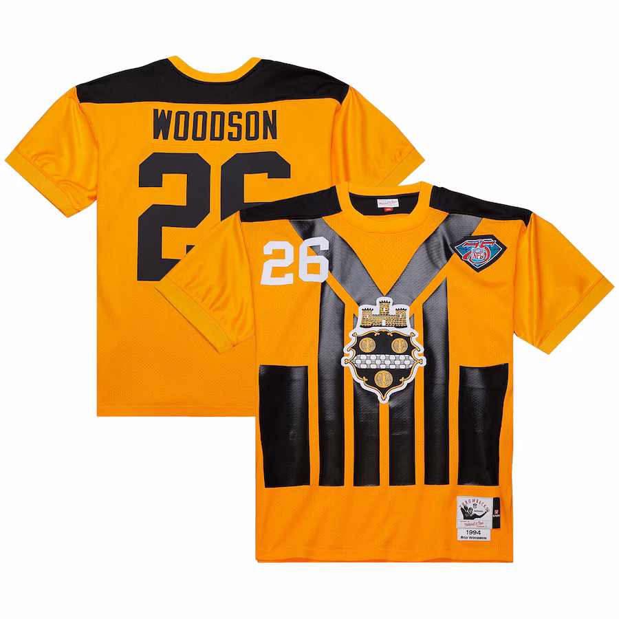 Men's Pittsburgh Steelers 1994 Rod Woodson Mitchell & Ness Gold Authentic Throwback Retired Player Jersey - Puhuasuan