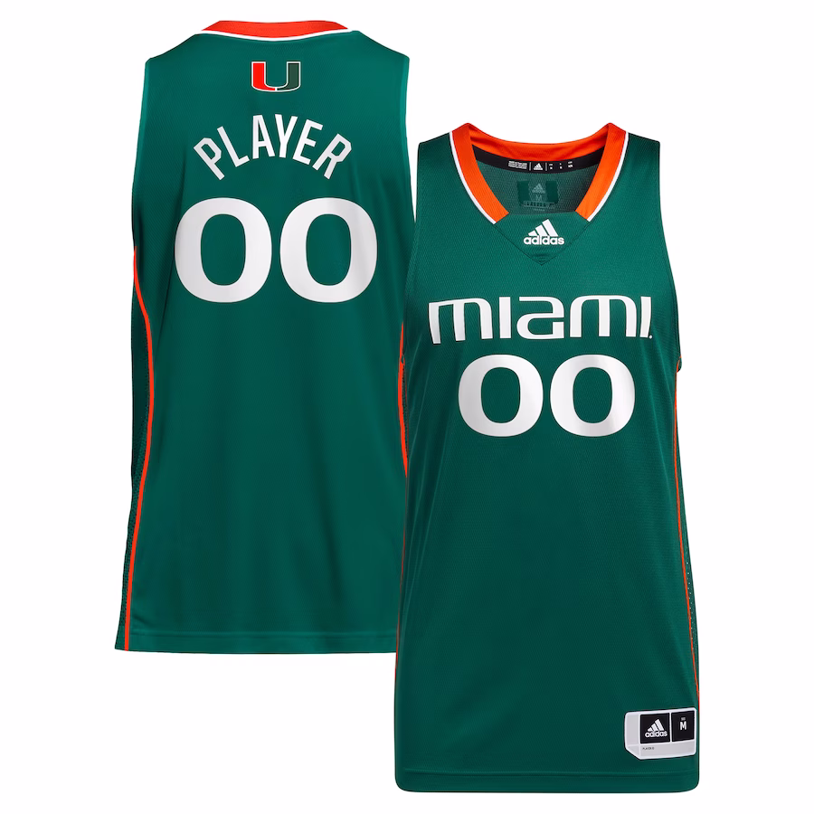 Miami Hurricanes adidas Unisex Pick-A-Player NIL Women's Basketball Jersey - Green - Puhuasuan