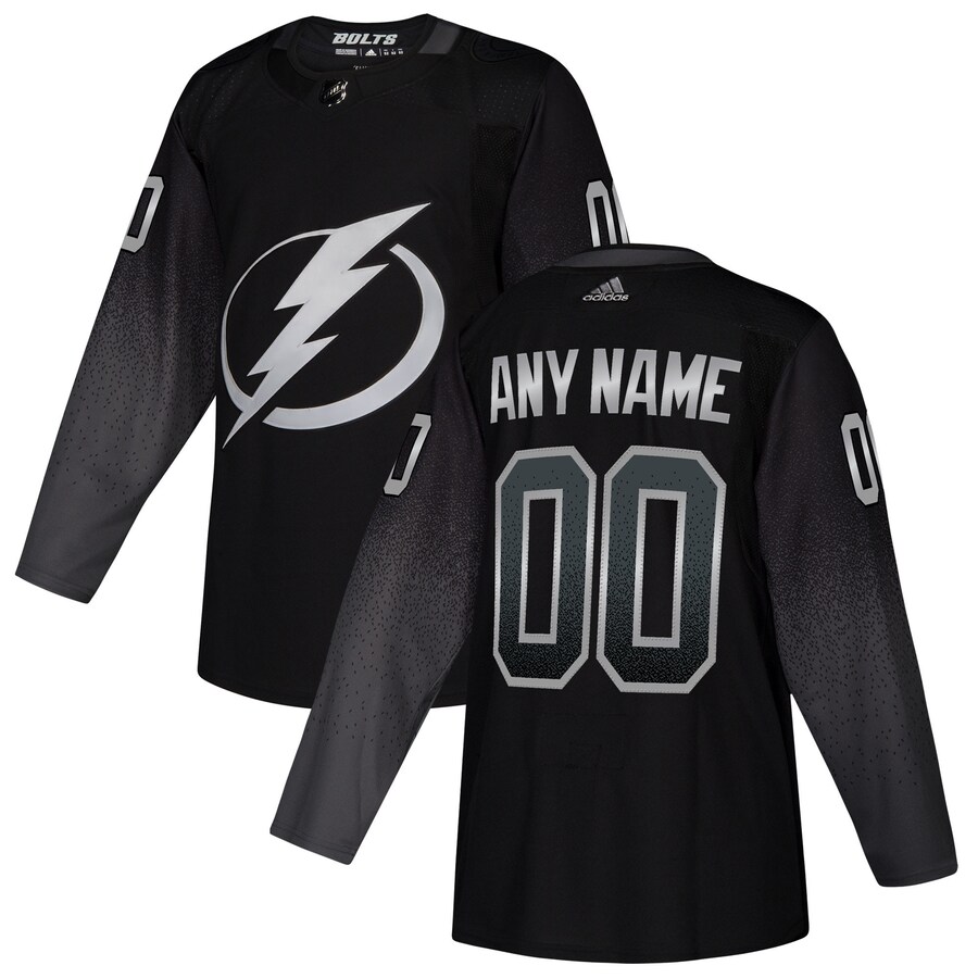 Men's Tampa Bay Lightning adidas Black Alternate Authentic Custom Jersey - Puhuasuan