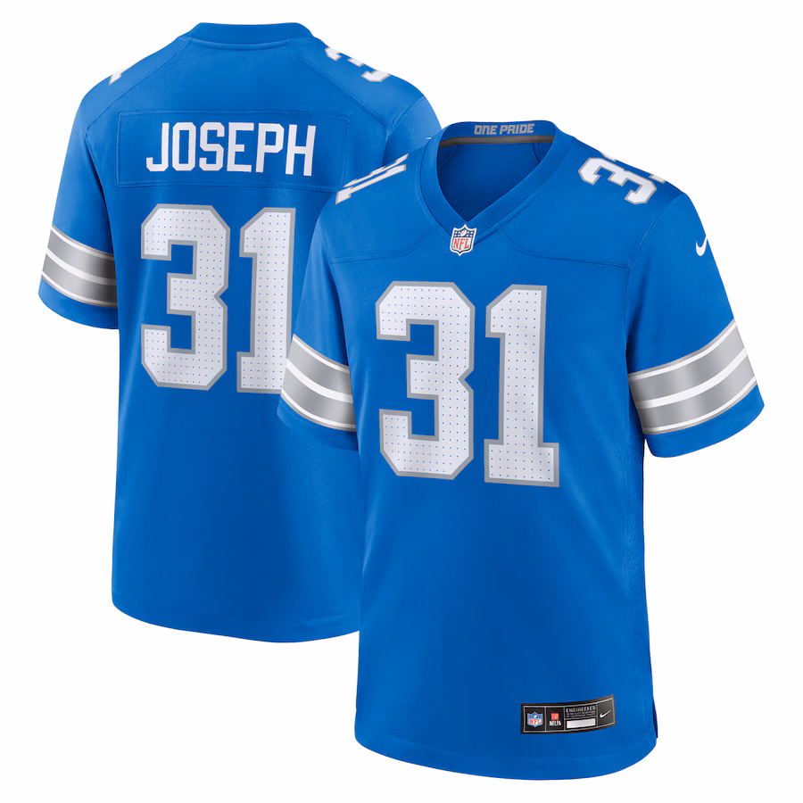 Men's Detroit Lions Kerby Joseph Nike  Blue Team Game Jersey - Puhuasuan