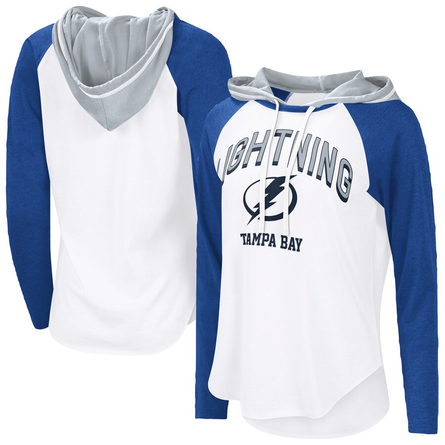Women's Tampa Bay Lightning G-III 4Her by Carl Banks White VIP Raglan Long Sleeve Hoodie T-Shirt - Puhuasuan