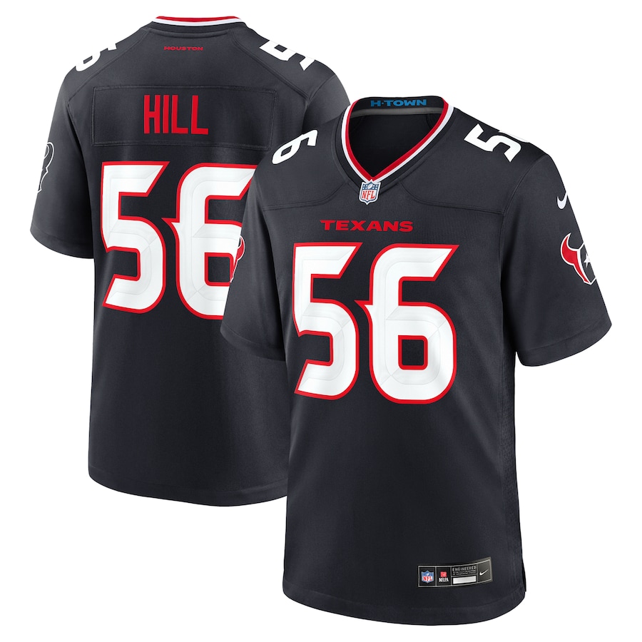 Men's Houston Texans Jamal Hill Nike Navy Team Game Jersey - Puhuasuan