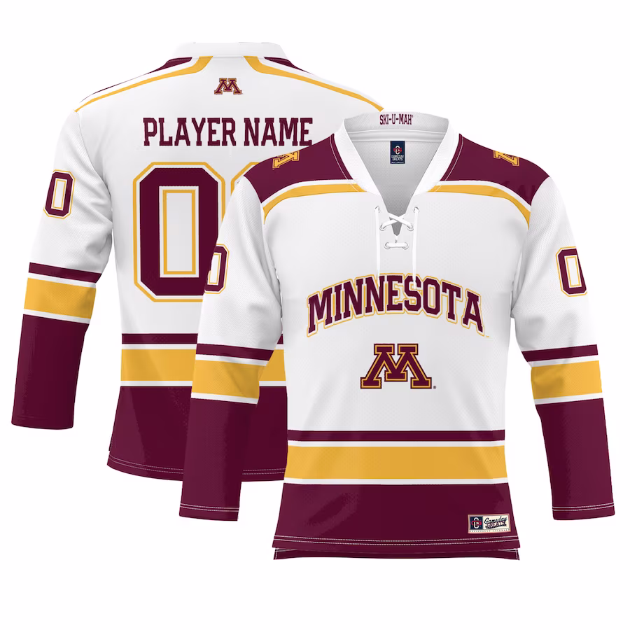Minnesota Golden Gophers GameDay Greats Youth NIL Pick-A-Player Men's Hockey Jersey - White - Puhuasuan