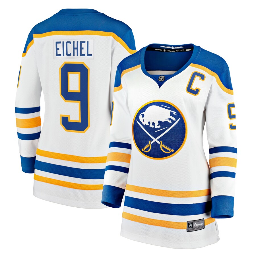 Women's Buffalo Sabres Jack Eichel Fanatics Branded White Away Premier Breakaway Player Jersey - Puhuasuan