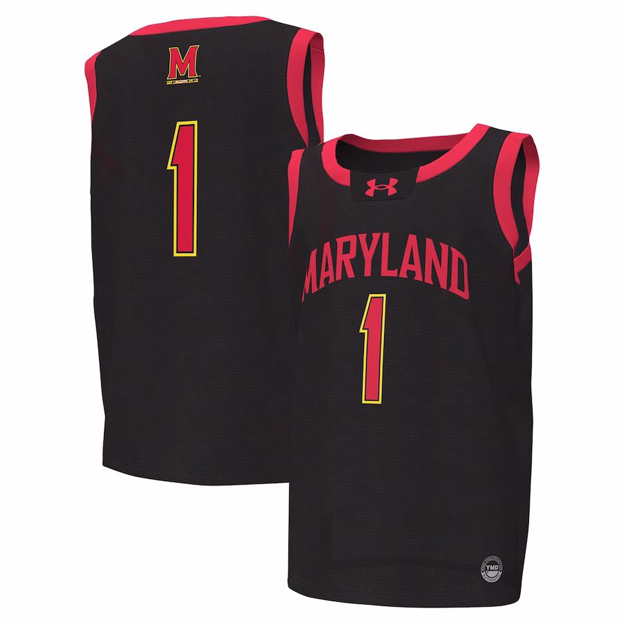 #1Maryland Terrapins Under Armour Youth Replica Basketball Jersey - Black - Puhuasuan